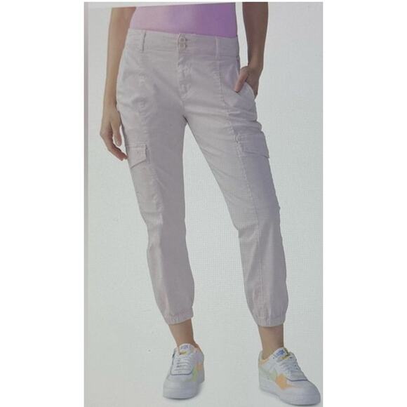 Sanctuary Cargo Pants 27 Small Ankle Taper Chino Stretch Pocket Zip Light Pink - Picture 2 of 15
